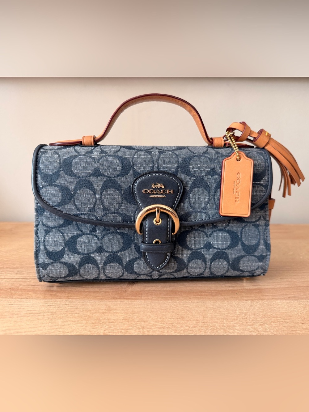 Coach Kleo Top Handle In Signature Chambray